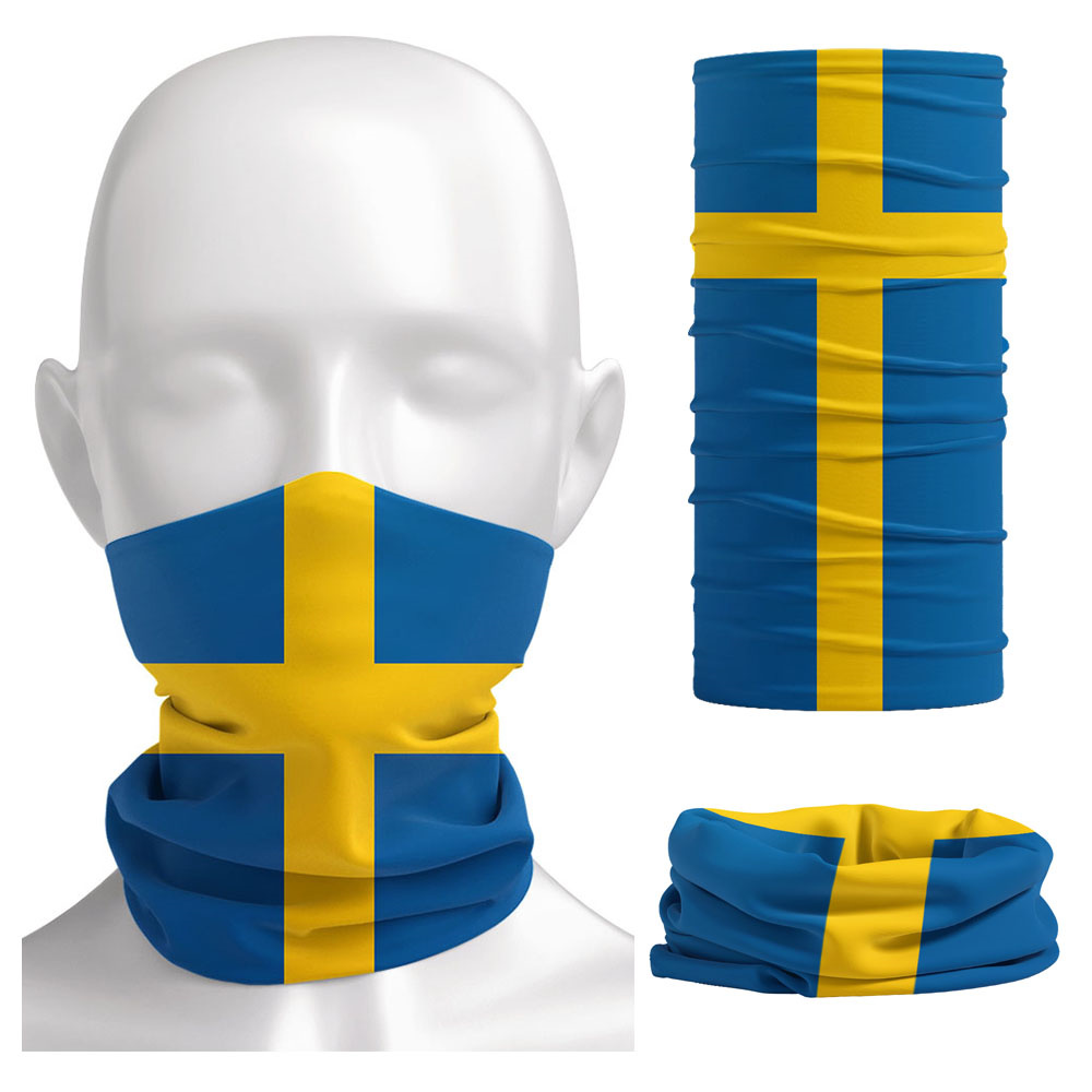 Cycling Gear For Women - Sweden Flag Printed Bandana Headwear Riding